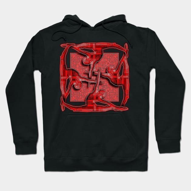 Red Yoga Poses Hoodie by crunchysqueak